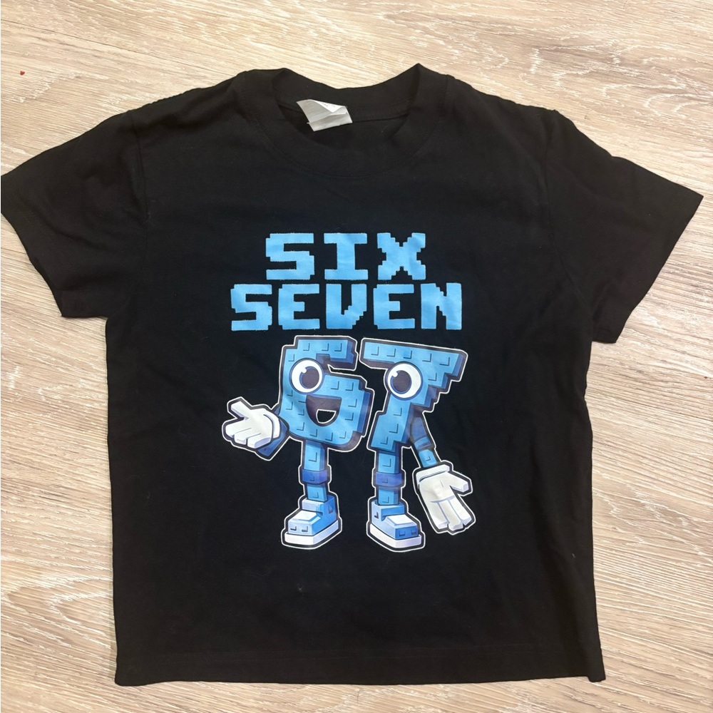 Kids Black Graphic Tee with Blue Design
